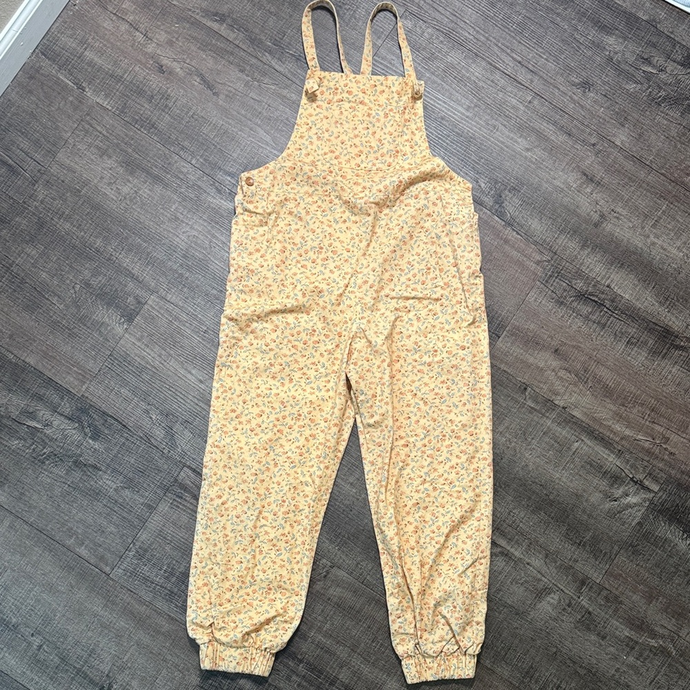 Yellow Floral Cotton Overalls
